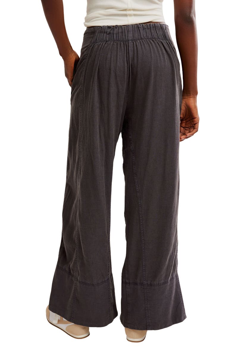 Free People Days End Pull-On Linen Blend Wide Leg Pants, Alternate, color, Black