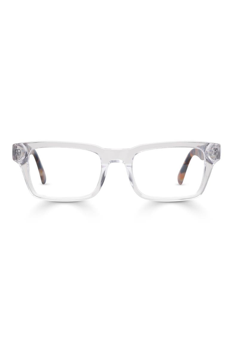 Fare N Square 50mm Square Reading Glasses, Main, color, CLEAR CRYSTAL/ ORANGE TEMPLES