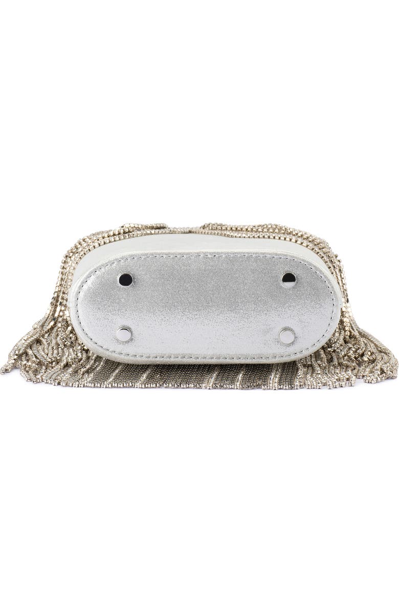 Olga Berg Billie Crystal Fringe Top Handle Bag, Alternate, color, Silver