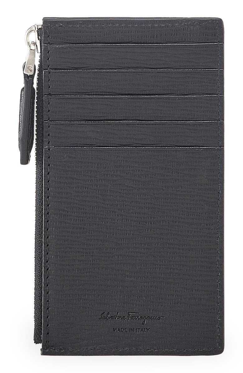 FERRAGAMO Revival Double Gancio Bicolor Zip Card Case, Alternate, color, Nero Red Ferragamo