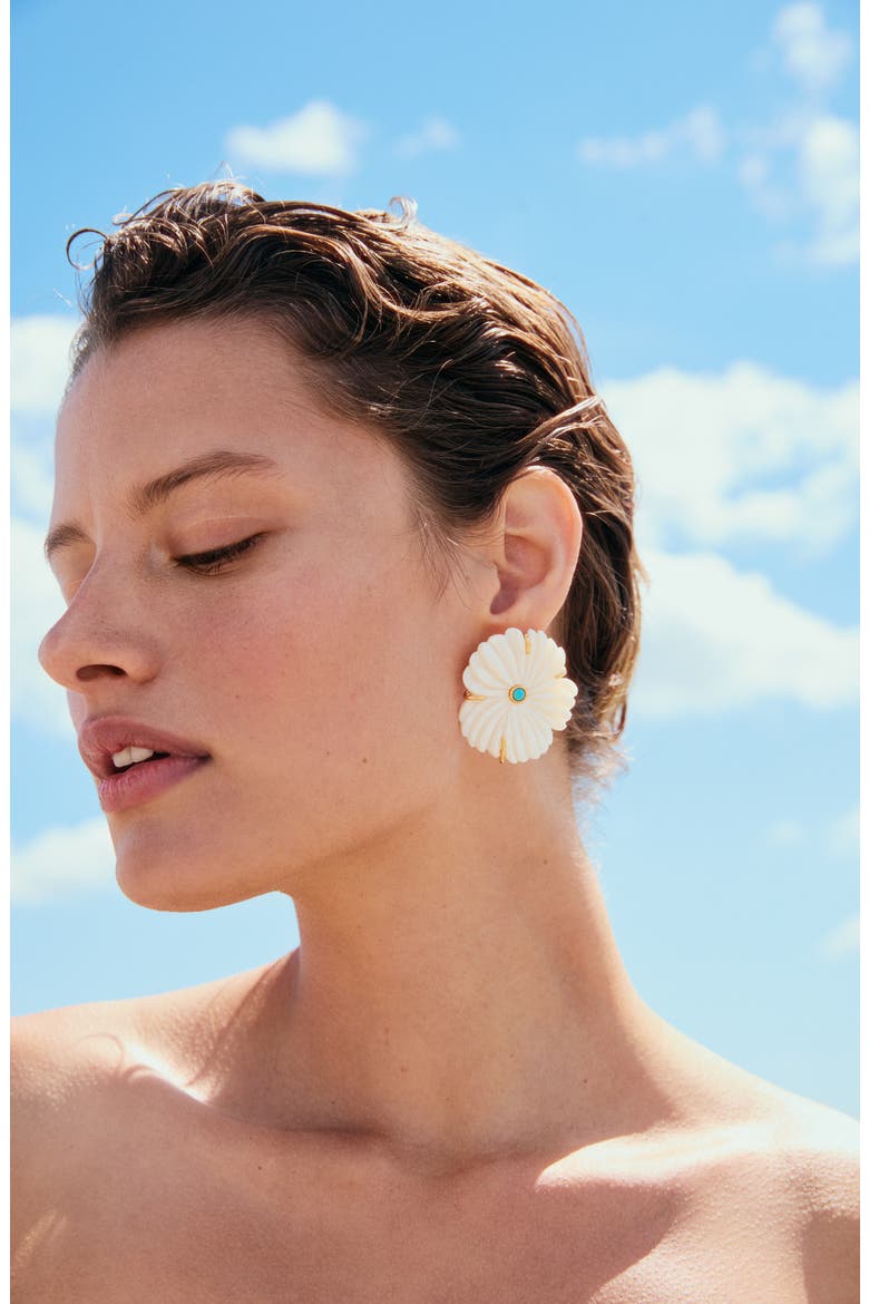 New Bloom Mother-of-Pearl Stud Earrings, Alternate, color, WHITE