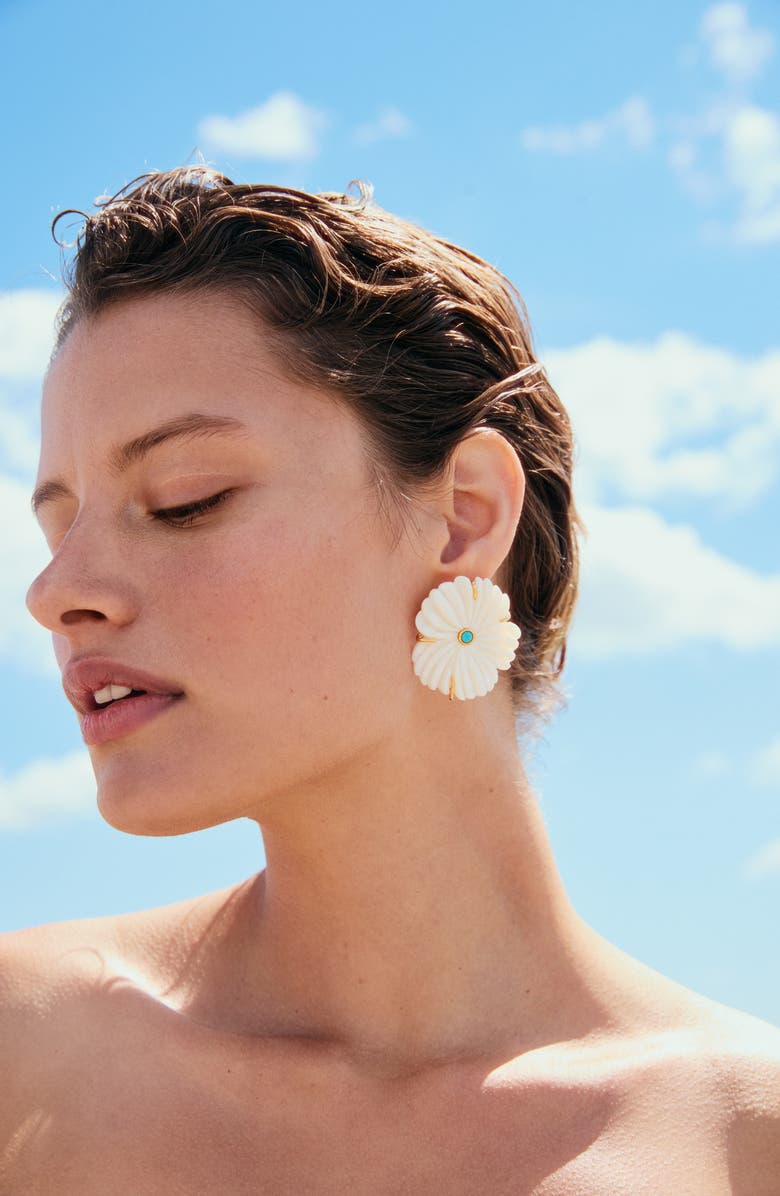 Lizzie Fortunato New Bloom Mother-of-Pearl Stud Earrings, Alternate, color, White