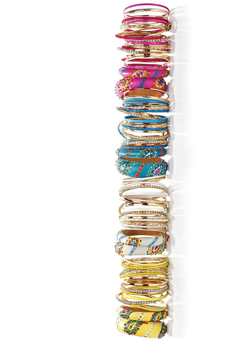 Accessories Mixed Media Bangles, Alternate, color, BLACK/ GOLD