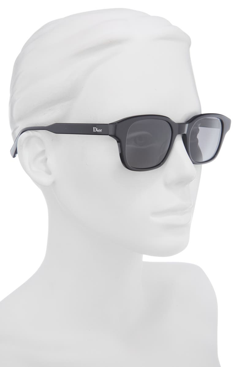 DIOR ibbon S1I 48mm Small Geometric Sunglasses, Alternate, color, Black/ Crystal / Smoke