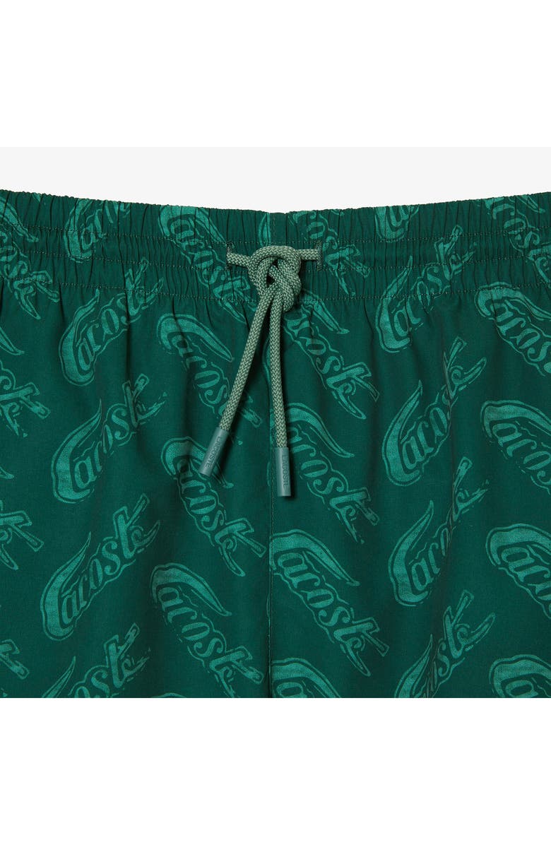 Lacoste Logo Print Cotton Swim Trunks, Alternate, color, 