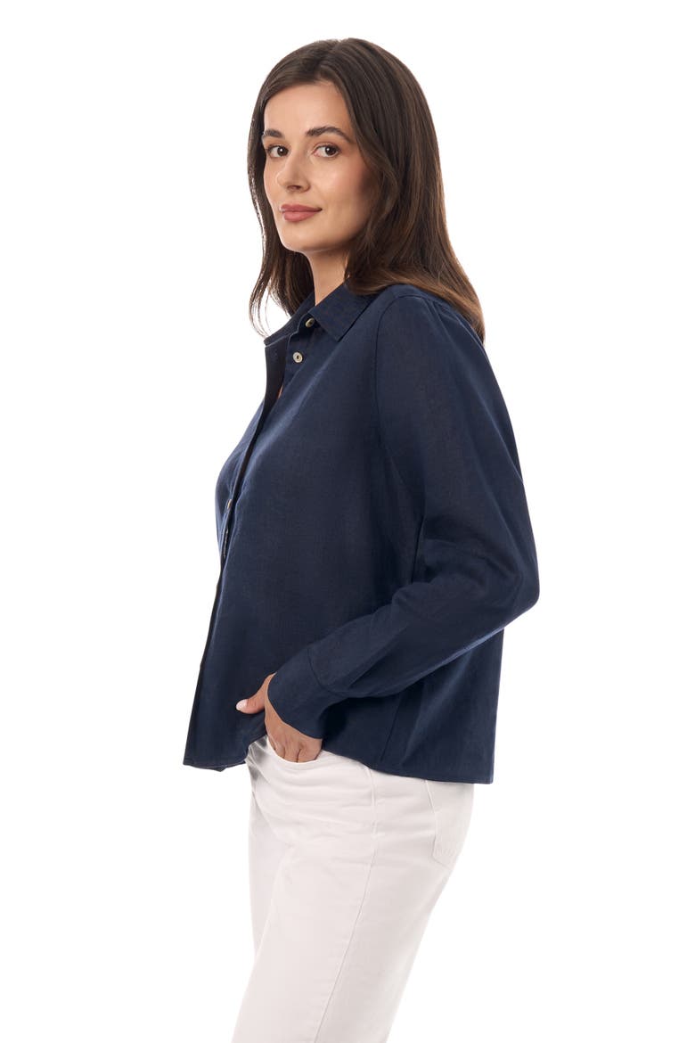 Long Sleeve Linen Shirt, Alternate, color, Marine