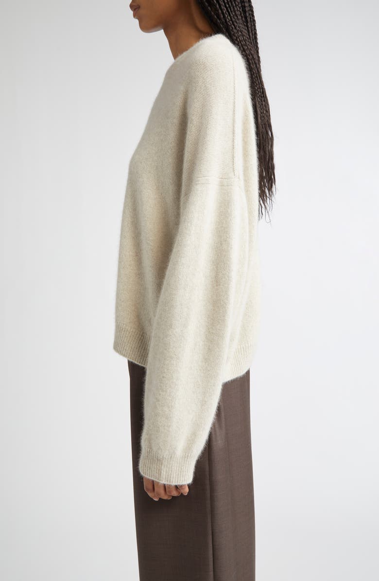 LOULOU DE SAISON Tristan Loose Fit Mercerized Wool & Yak Hair Blend Sweater, Alternate, color, Stone Melange