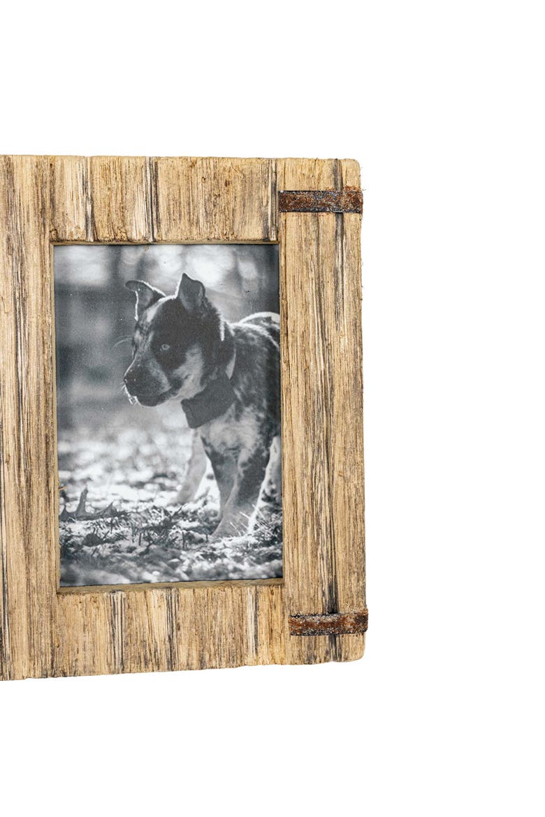 3 Photo Driftwood with Rivets Collage Picture Frame Wood MDF Metal & Glass, Alternate, color, Brown