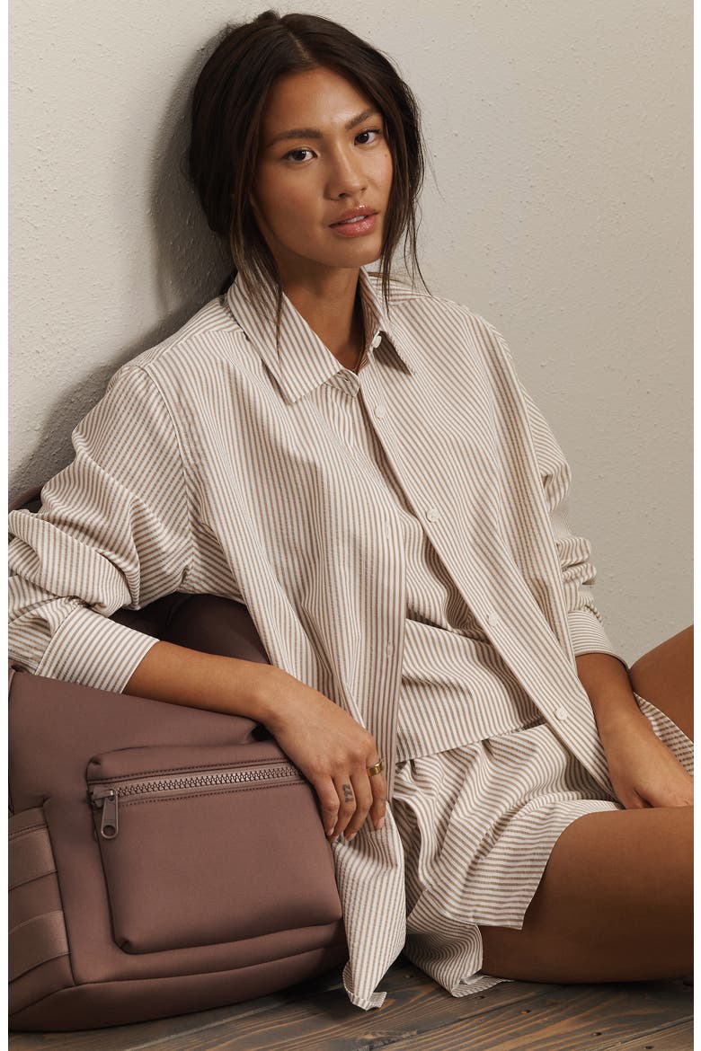 Saltair Oversize Seersucker Button-Up Shirt, Alternate, color, TAUPE STRIPE