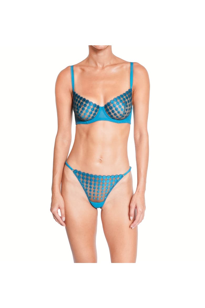 Deco dots Lace Underwire Bra, Alternate, color, Turquoise