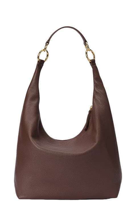 Leather Convertible Hobo Ring Bag