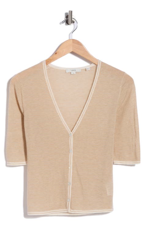 Micro Stripe Wool Blend Cardigan