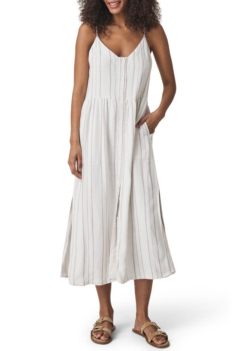 Gabrielle Mixed Stripe Sundress, Main, color, WHITE/ FAWN