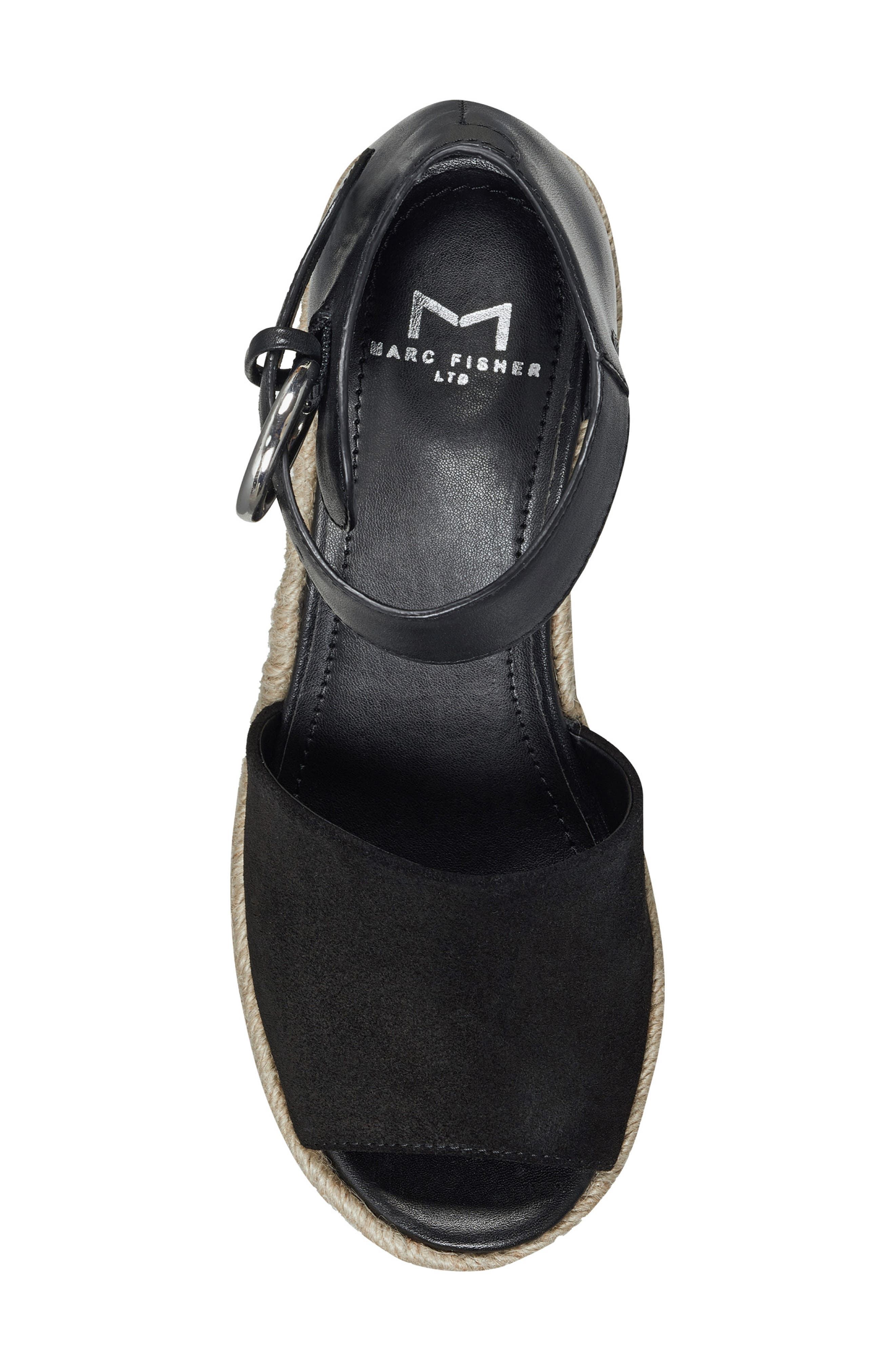 Marc Fisher LTD Alita Platform Wedge Espadrille Sandal, Alternate, color, Black 001