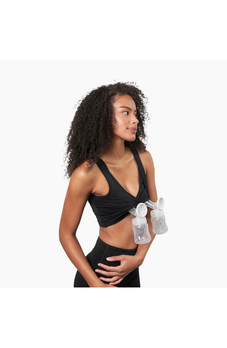 LARKEN X Maternity, Nursing + Hands - Free Pumping Bra, Alternate, color, Black