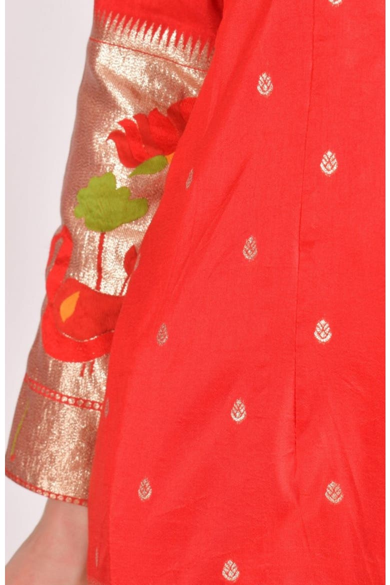 Jacquard Butti Silk Mini Blazer Dress, Alternate, color, Red