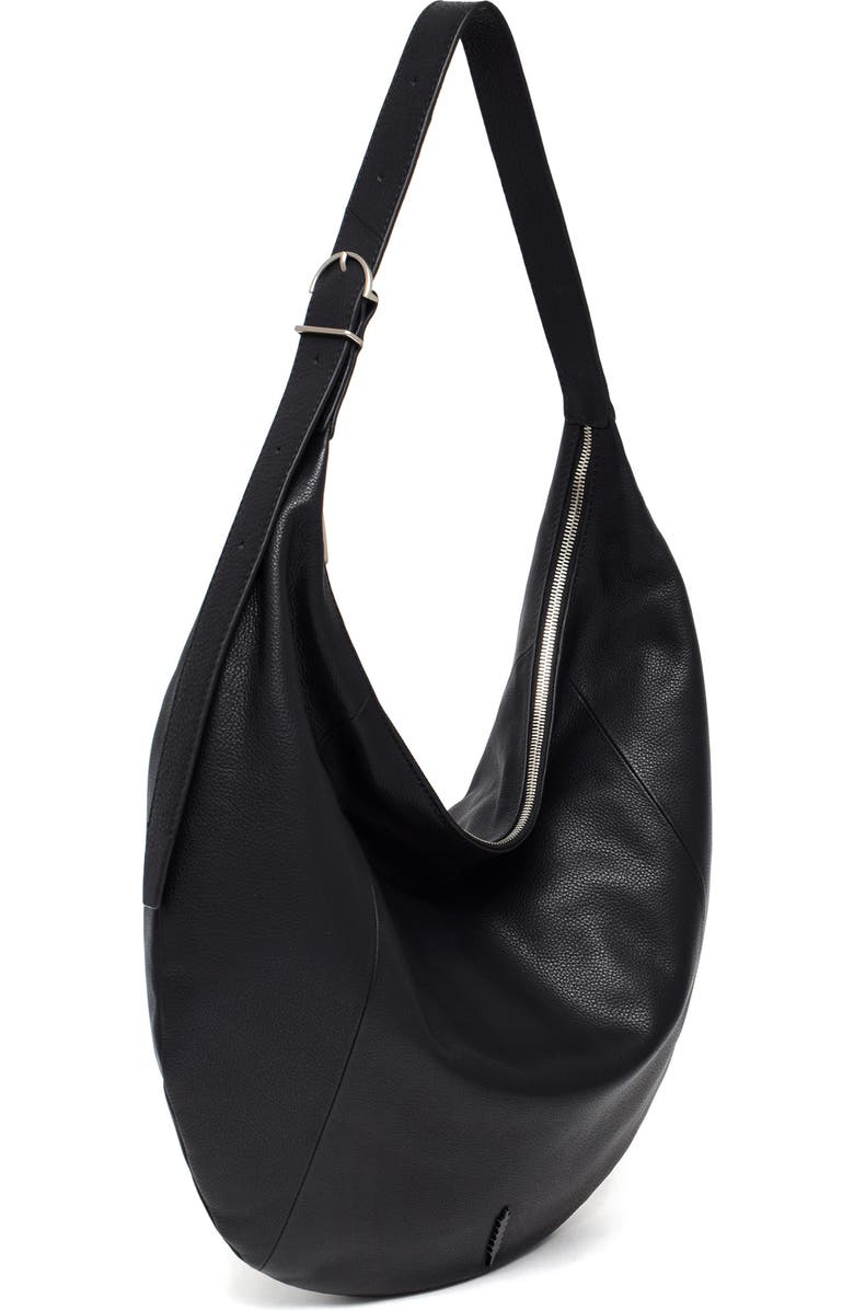 Thacker Oversize Wyatt Leather Hobo Bag, Alternate, color, Black