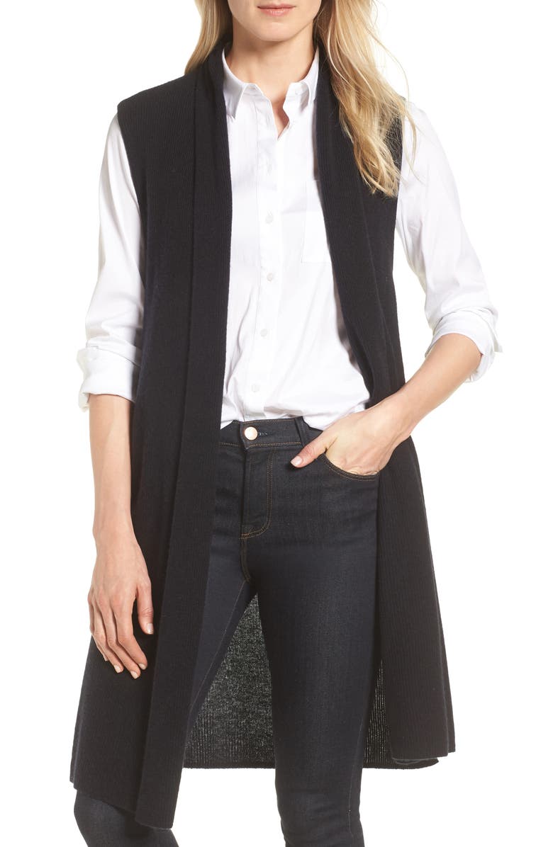 Halogen<sup>®</sup> Ribbed Cashmere Vest, Main, color, 