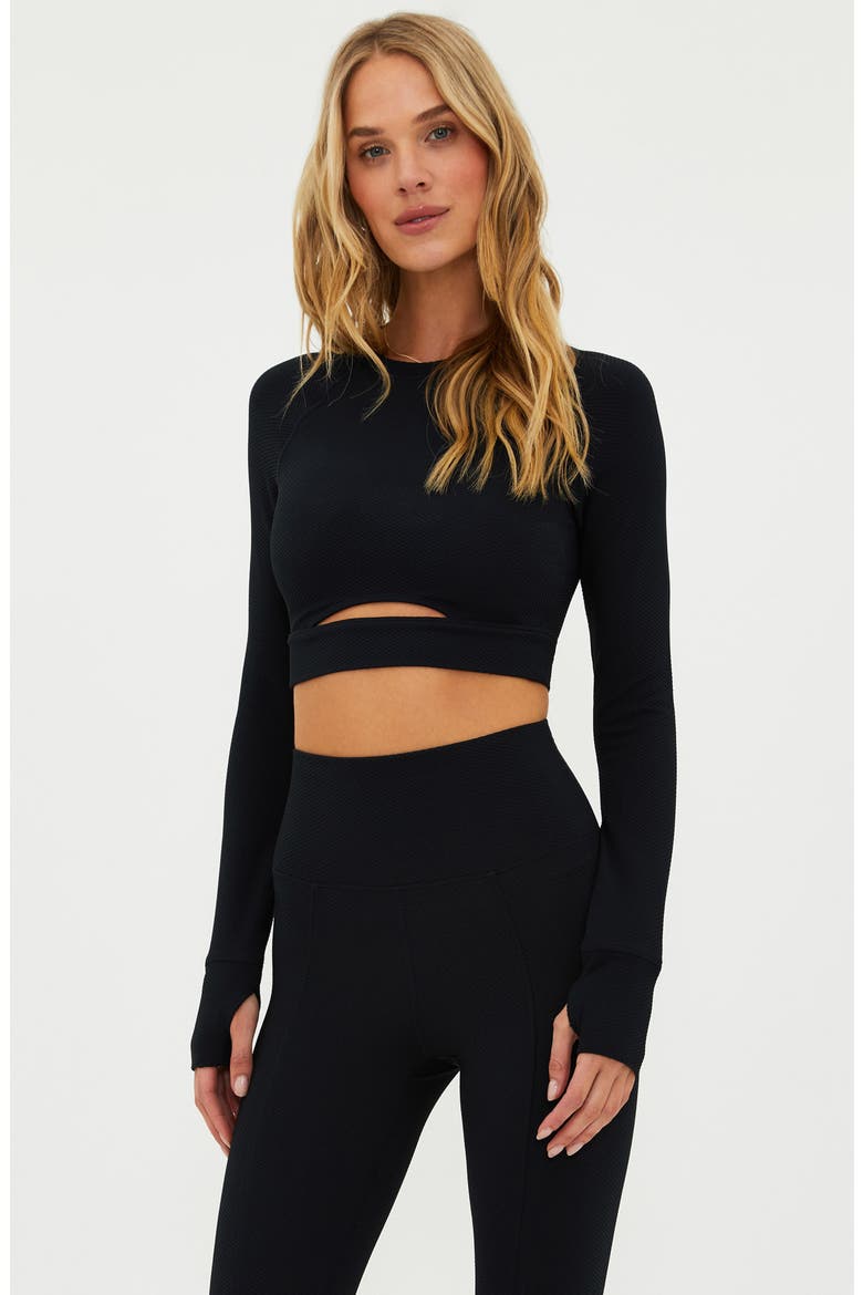 Francine Crop Top, Alternate, color, BLACK WAFF