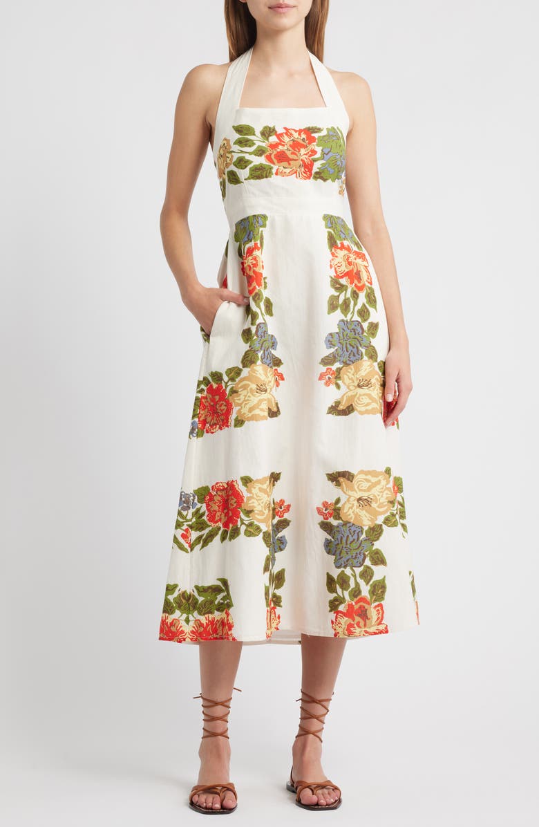 Cleobella Milly Floral Cotton & Linen Halter Midi Dress | Nordstromrack