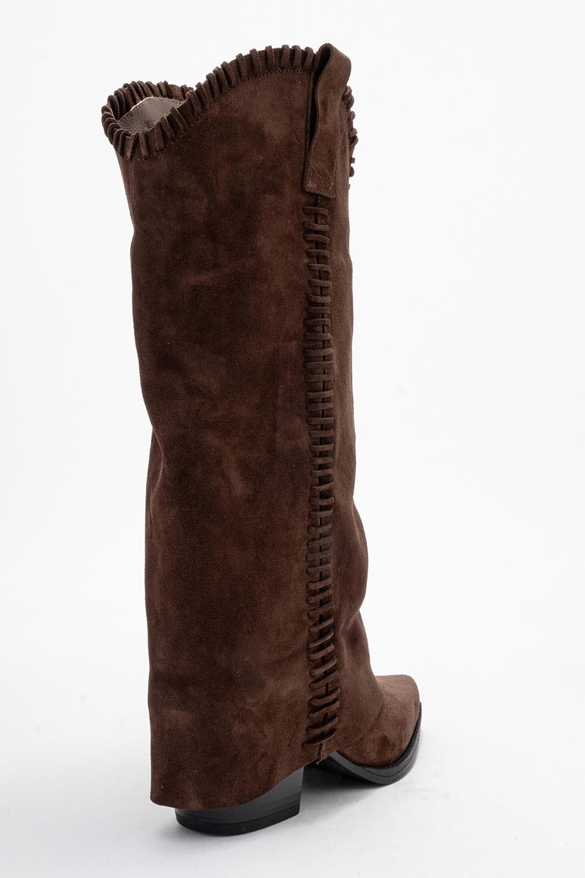 Clementina Leather Western Boot, Alternate, color, Brown Suede Leather