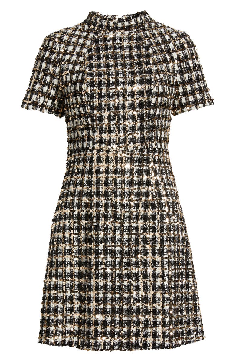 Vince Camuto Sequin Tweed Dress, Alternate, color, 