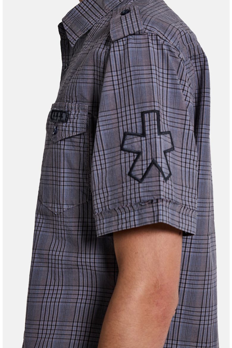 Scout Check Short Sleeve Button-Up Shirt, Alternate, color, GREY