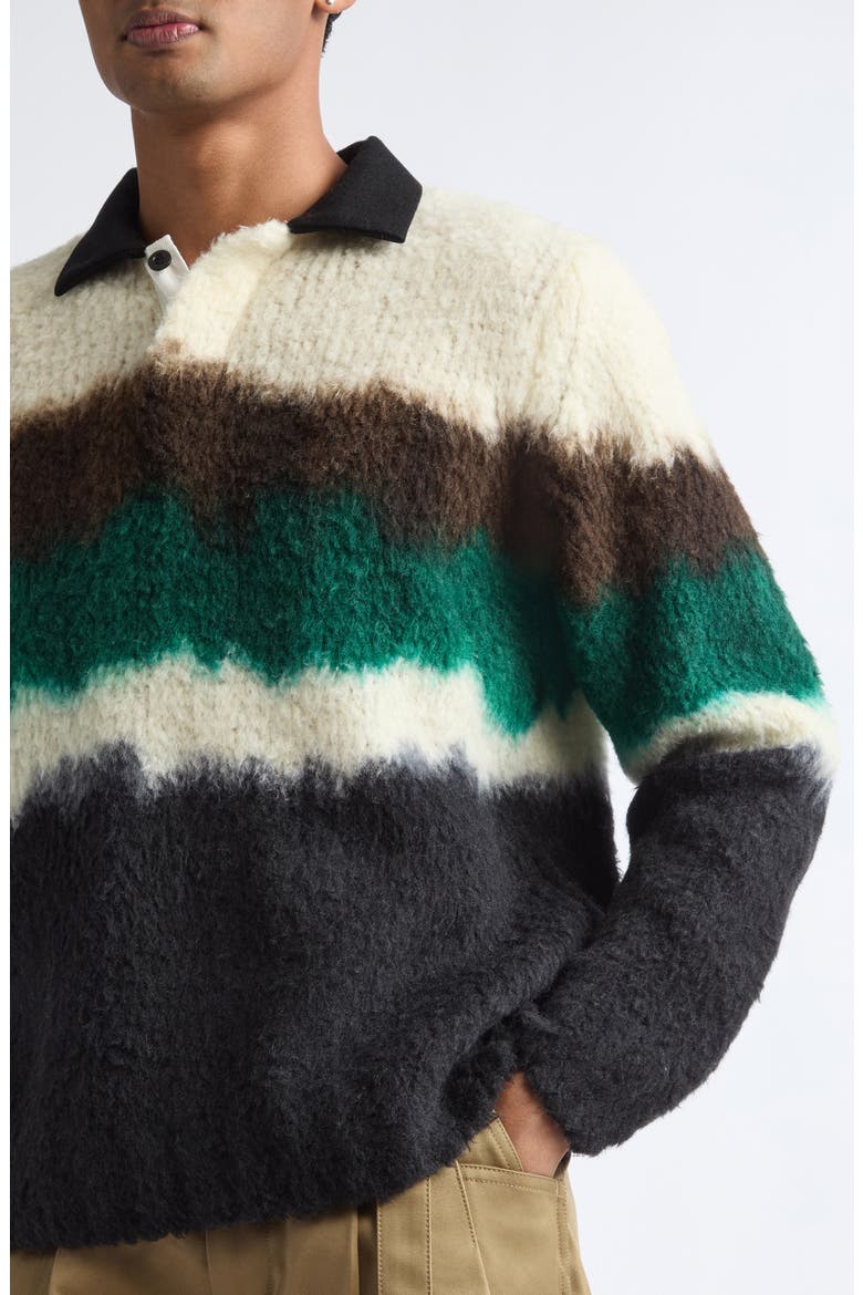 Chusen Dyed Wool Blend Polo Sweater, Alternate, color, BLACK MULTI