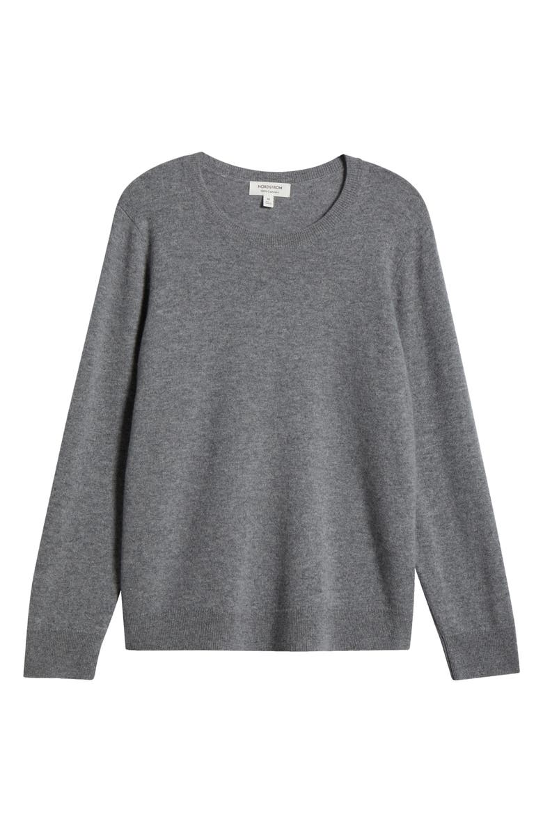 Nordstrom Cashmere Crewneck Sweater, Alternate, color, Grey Night