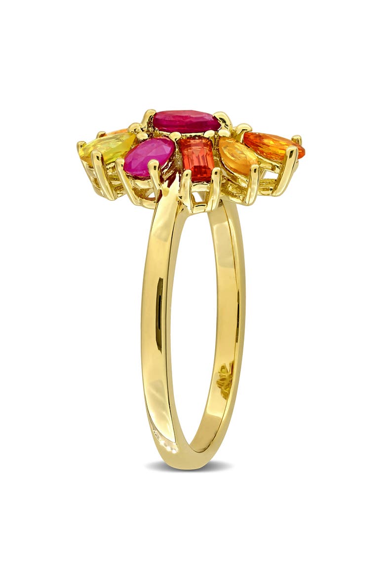 Ruby & Sapphire Floral Ring Plated Silver, Alternate, color, Ruby