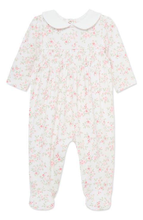 Kids' Leafy Floral Pima Cotton Footie