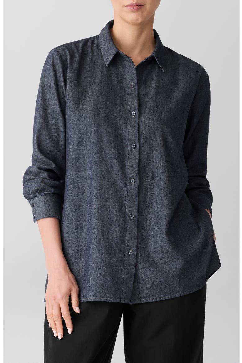 Classic Long Sleeve Organic Cotton Chambray Button-Up Shirt, Main, color, DENIM