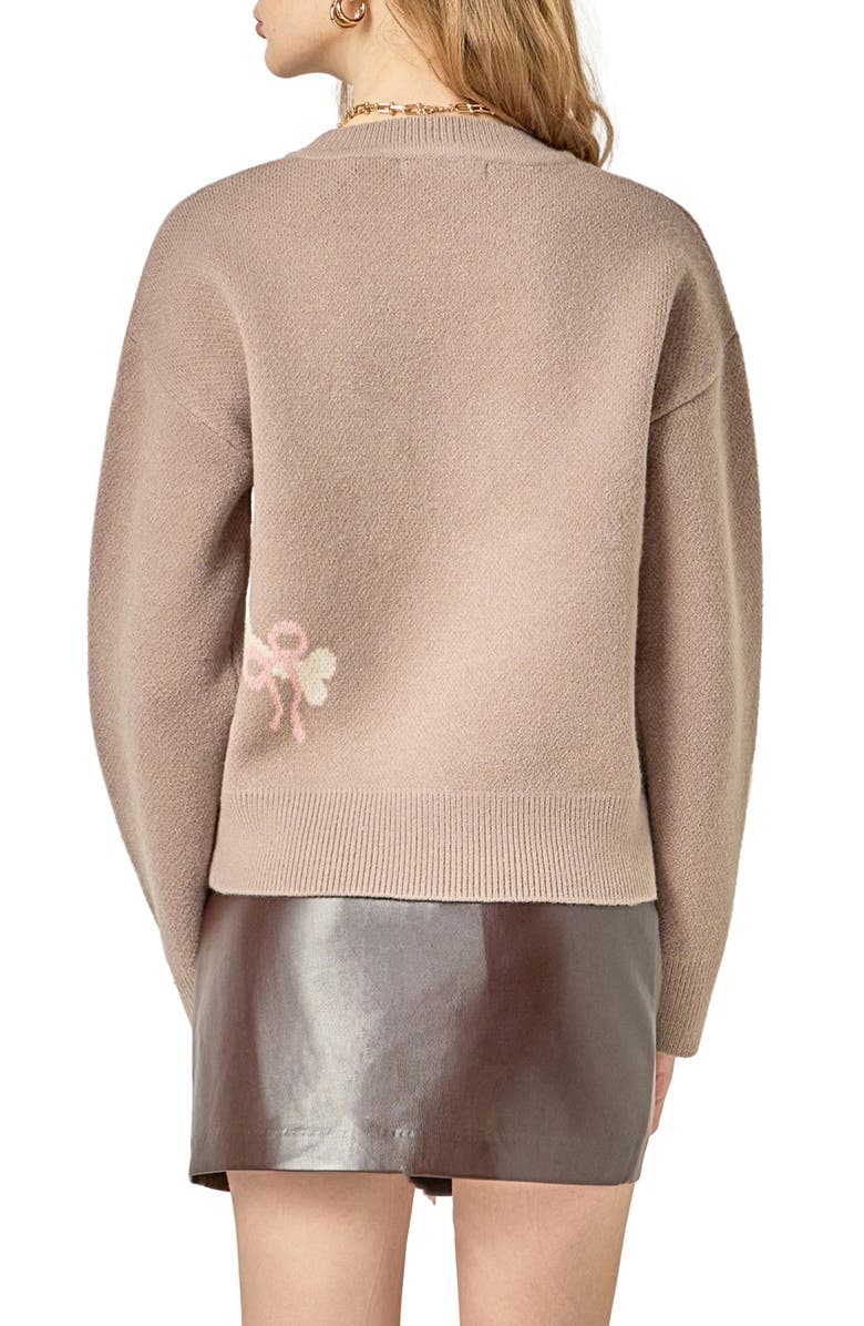 English Factory Embroidered French Bulldog Intarsia Sweater, Alternate, color, Taupe Multi