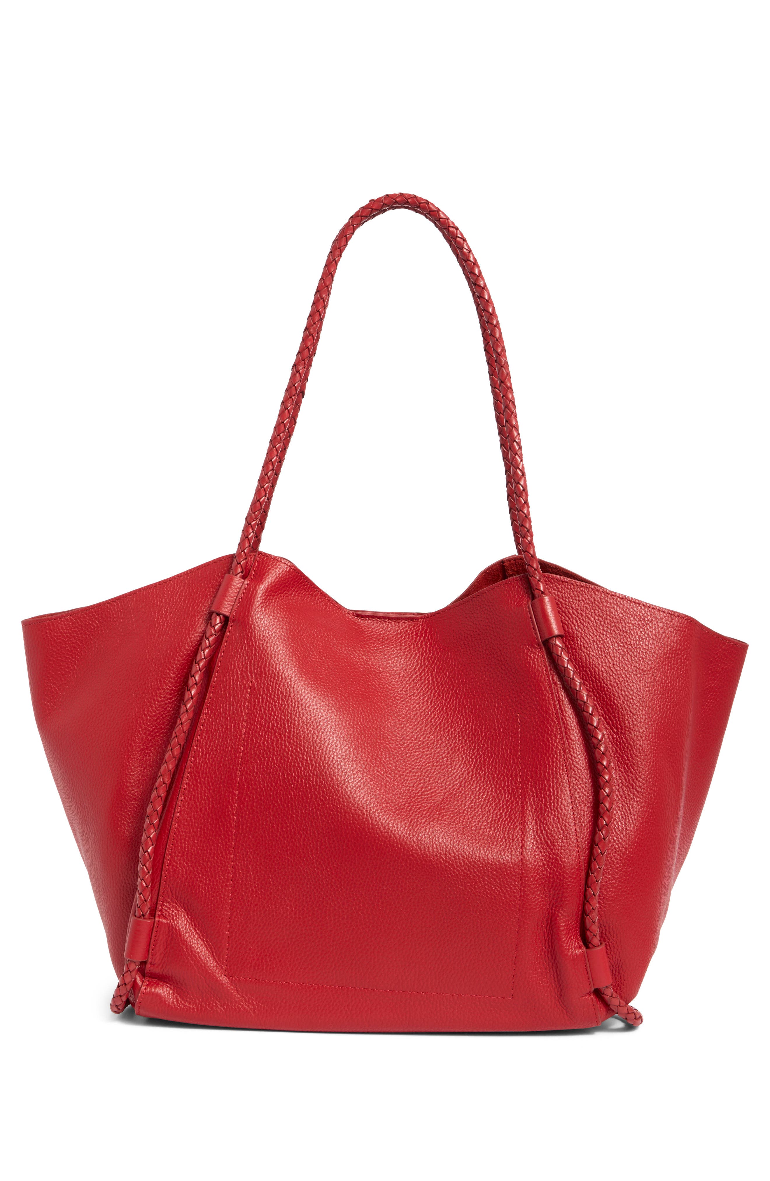 Lucky Brand Zila Leather Tote Bag, Alternate, color, Salsa
