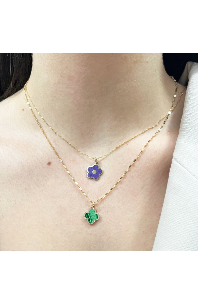 The Lovery Fine Jewelry Malachite Diamond Clover Charm, Alternate, color, Malachite