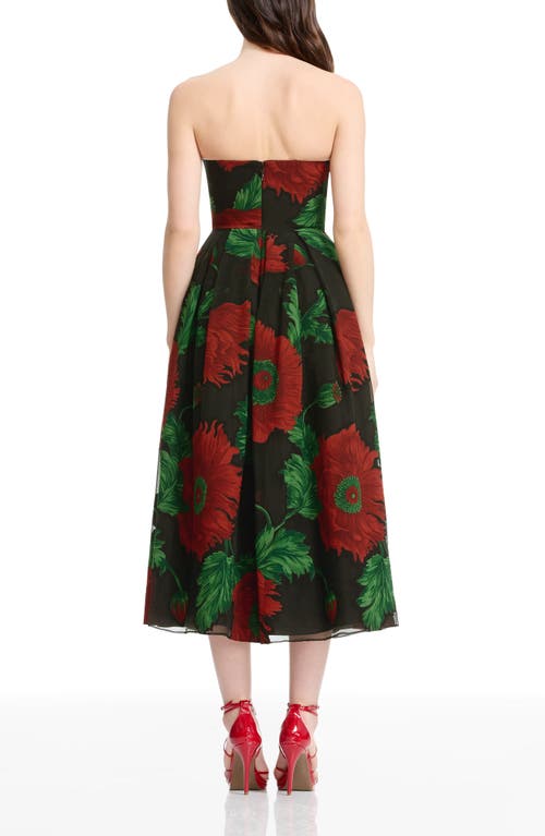 Dress The Population Maisy Strapless Fit & Flare Cocktail Midi Dress In Black