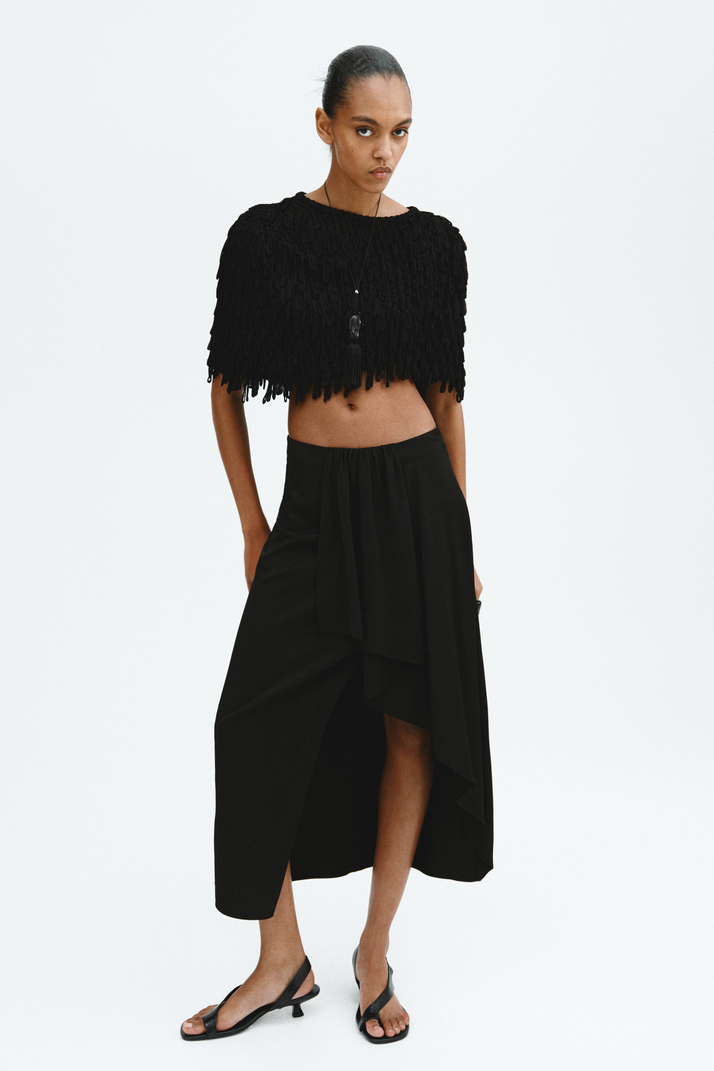 Draped-panel Asymmetric Skirt - image 2