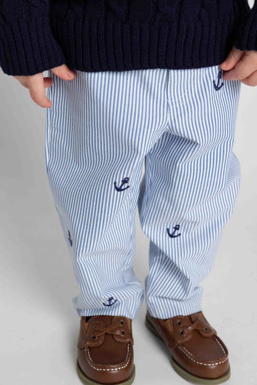 Florence Eiseman Stripe Fake Fly Pants With Anchors In Blue