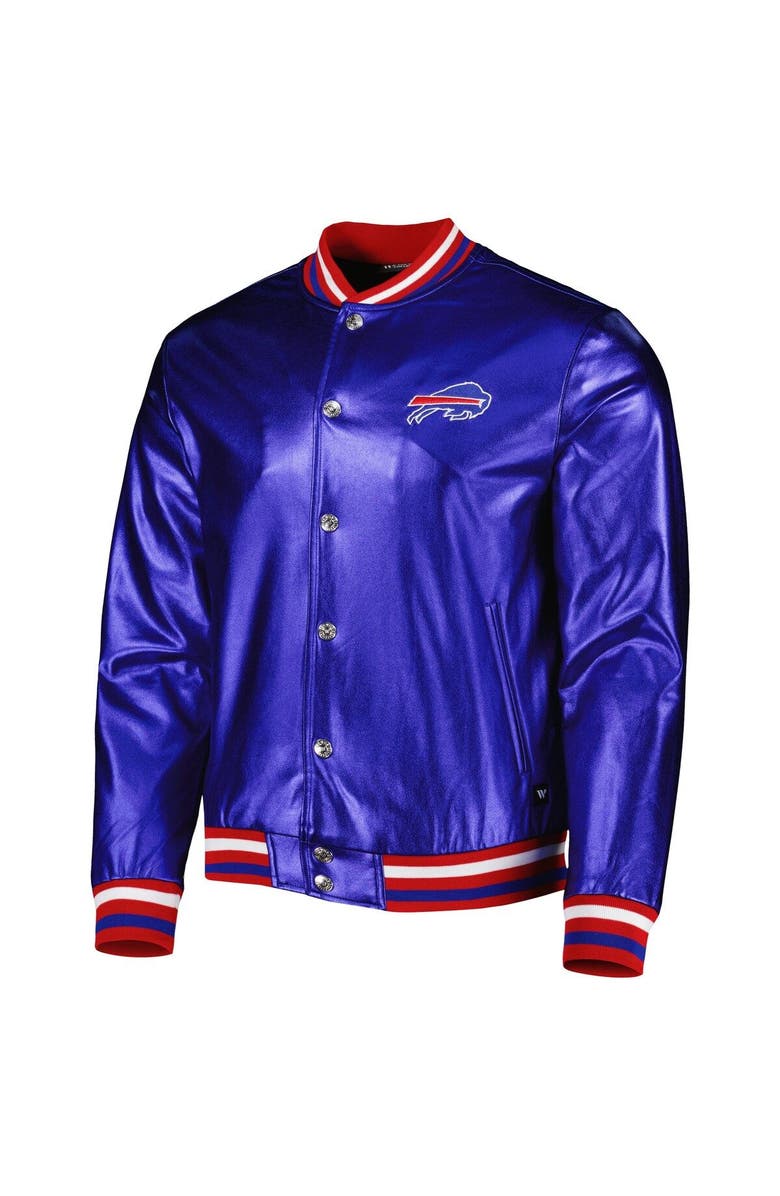 THE WILD COLLECTIVE Men's The Wild Collective Royal Buffalo Bills Metallic Bomber Full-Snap Jacket, Alternate, color, Royal