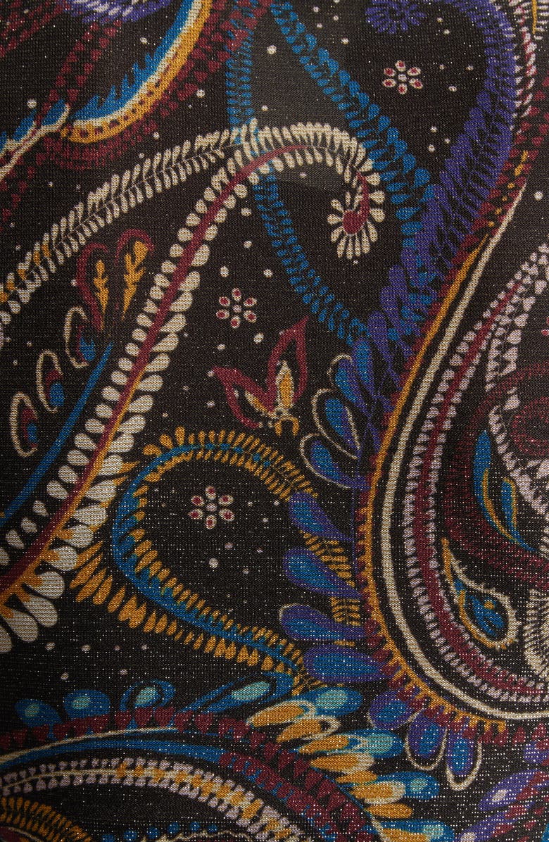 Etro Metallic Paisley Jersey Top, Alternate, color, Printed Black Base