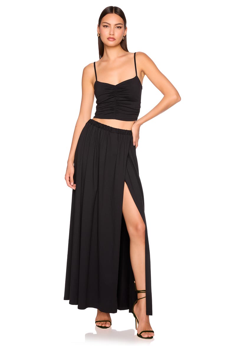 Side Slit Maxi Skirt, Alternate, color, BLACK