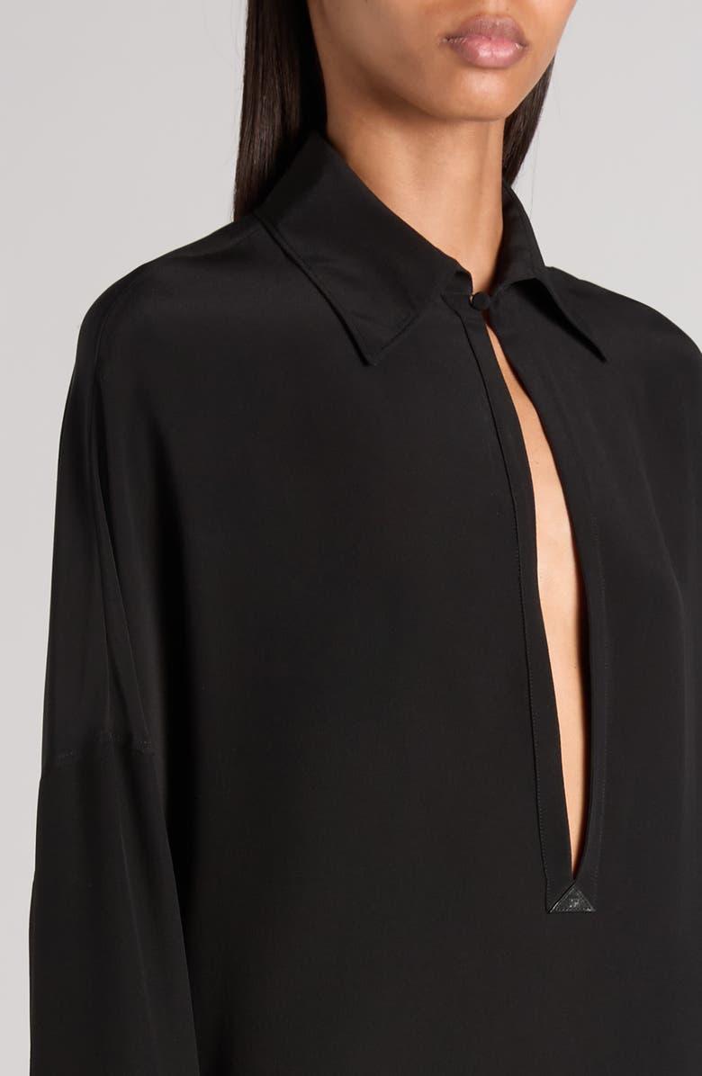 TOM FORD Long Sleeve Silk Crêpe de Chine Tunic Dress, Alternate, color, Black