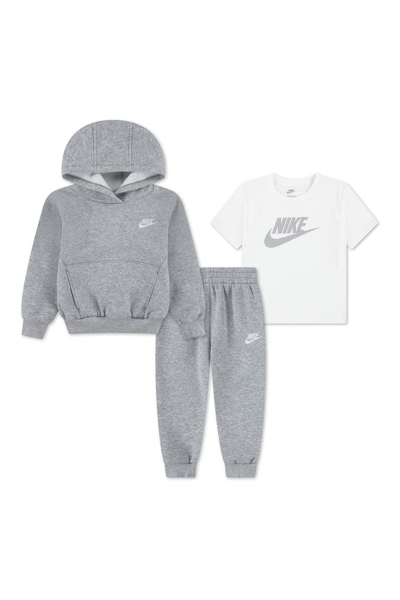 Kids' 3-Piece Fleece Hoodie, T-Shirt & Joggers Set, Main, color, DARK GREY HEATHER