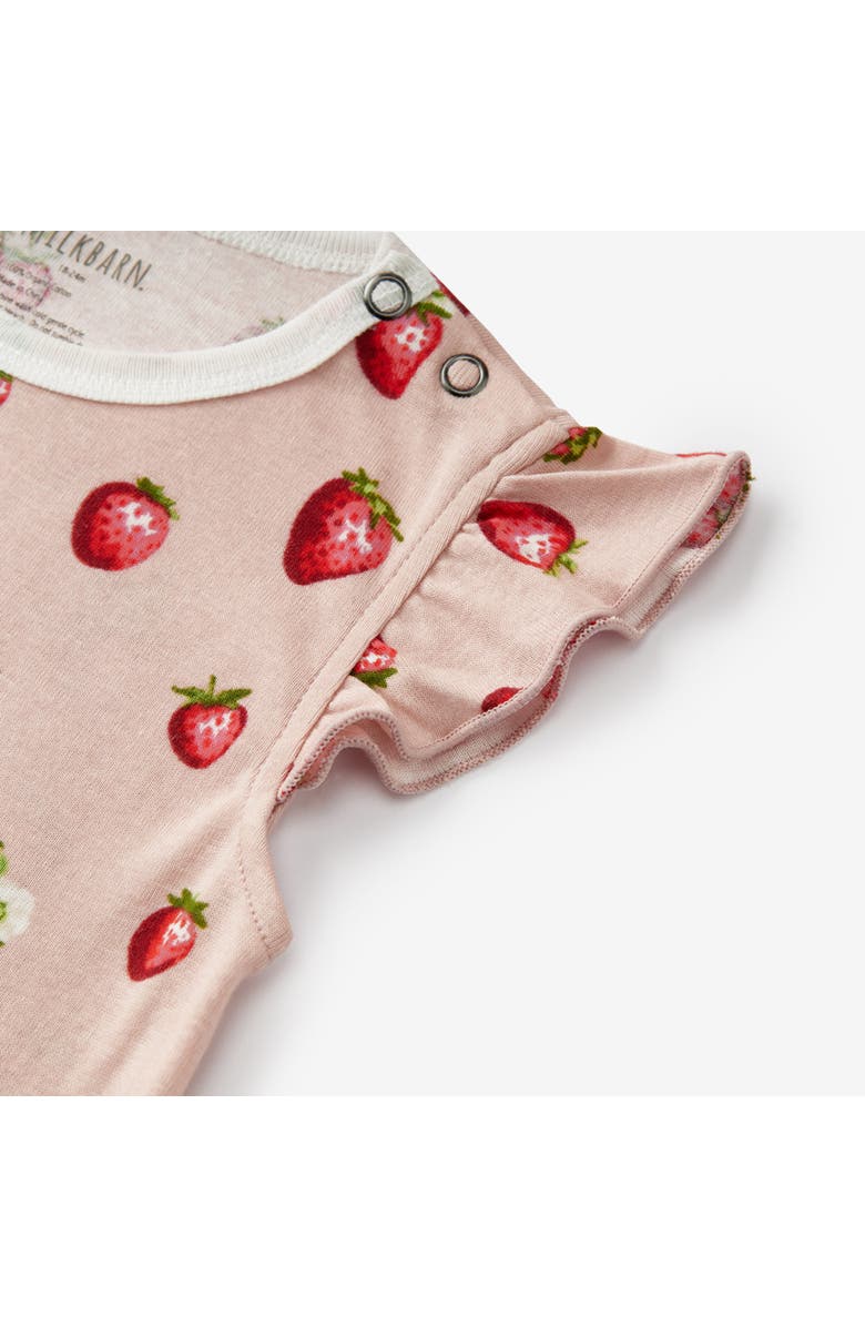 Milkbarn Organic Cotton Ruffle One Piece, Alternate, color, Strawberry