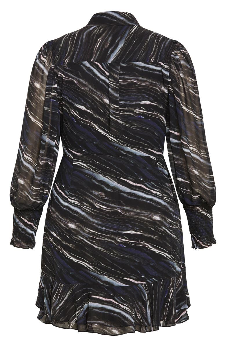 City Chic Jianna Tie Waist Shirtdress, Alternate, color, Print