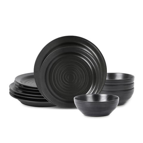 Orbit Stoneware 12-Piece Dinnerware Set with Cereal Bowls
