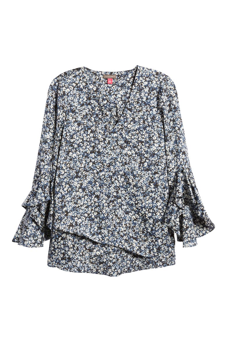 Flutter Sleeve V-Neck Blouse, Alternate, color, VINTAGE BLUE