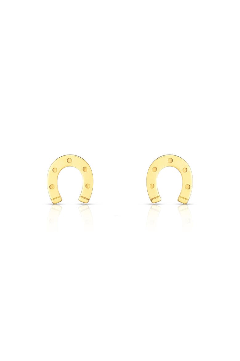 Gold Horseshoe Stud Earrings, Alternate, color, Yellow Gold