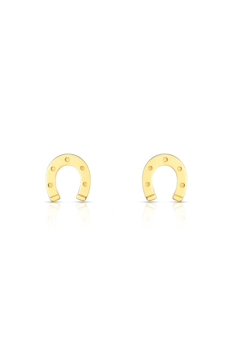 The Lovery Fine Jewelry Gold Horseshoe Stud Earrings, Alternate, color, Yellow Gold