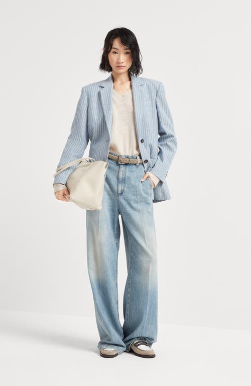 Brunello Cucinelli Monili-trim Low-rise Wide-leg Jeans In Light Denim